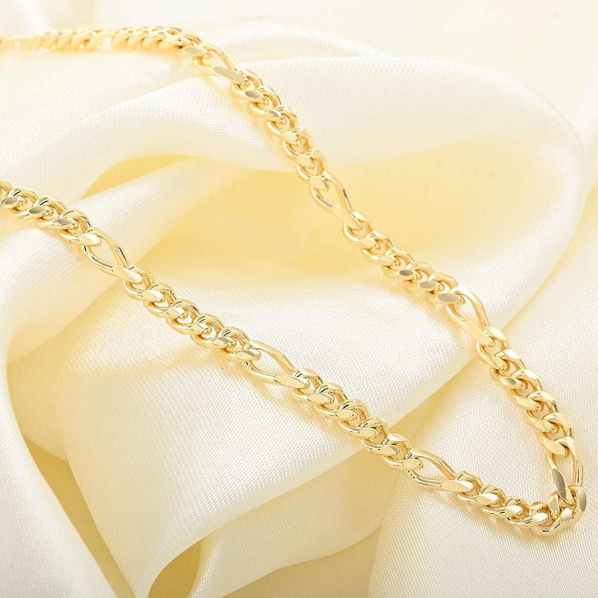 Italian 14K Yellow Gold Over Sterling Silver Miami Figaro Necklace 24 Inches 25.20 Grams image number 1