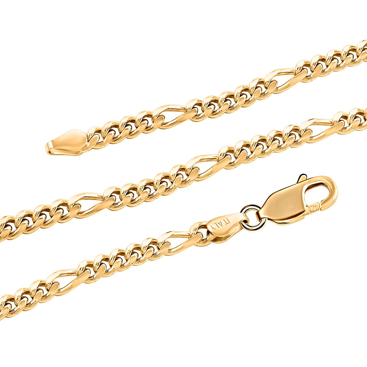 Italian 14K Yellow Gold Over Sterling Silver Miami Figaro Necklace 24 Inches 25.20 Grams image number 2