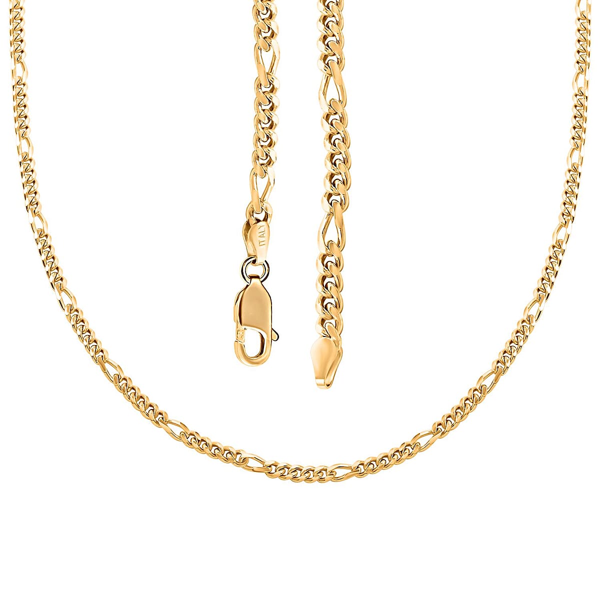 Italian 14K Yellow Gold Over Sterling Silver Miami Figaro Necklace 24 Inches 25.20 Grams image number 3