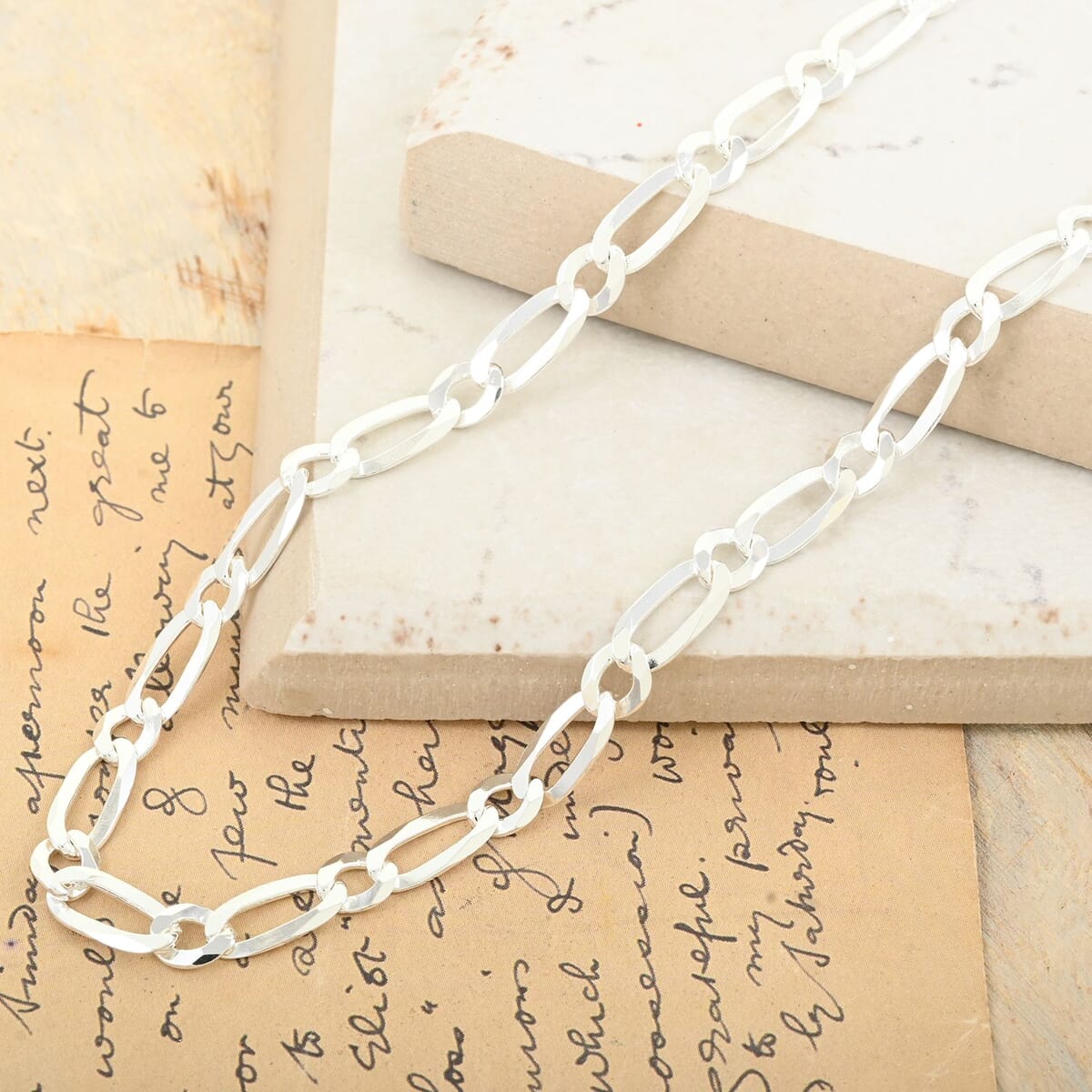 Italian Sterling Silver Link Necklace 24 Inches 12.40 Grams image number 1