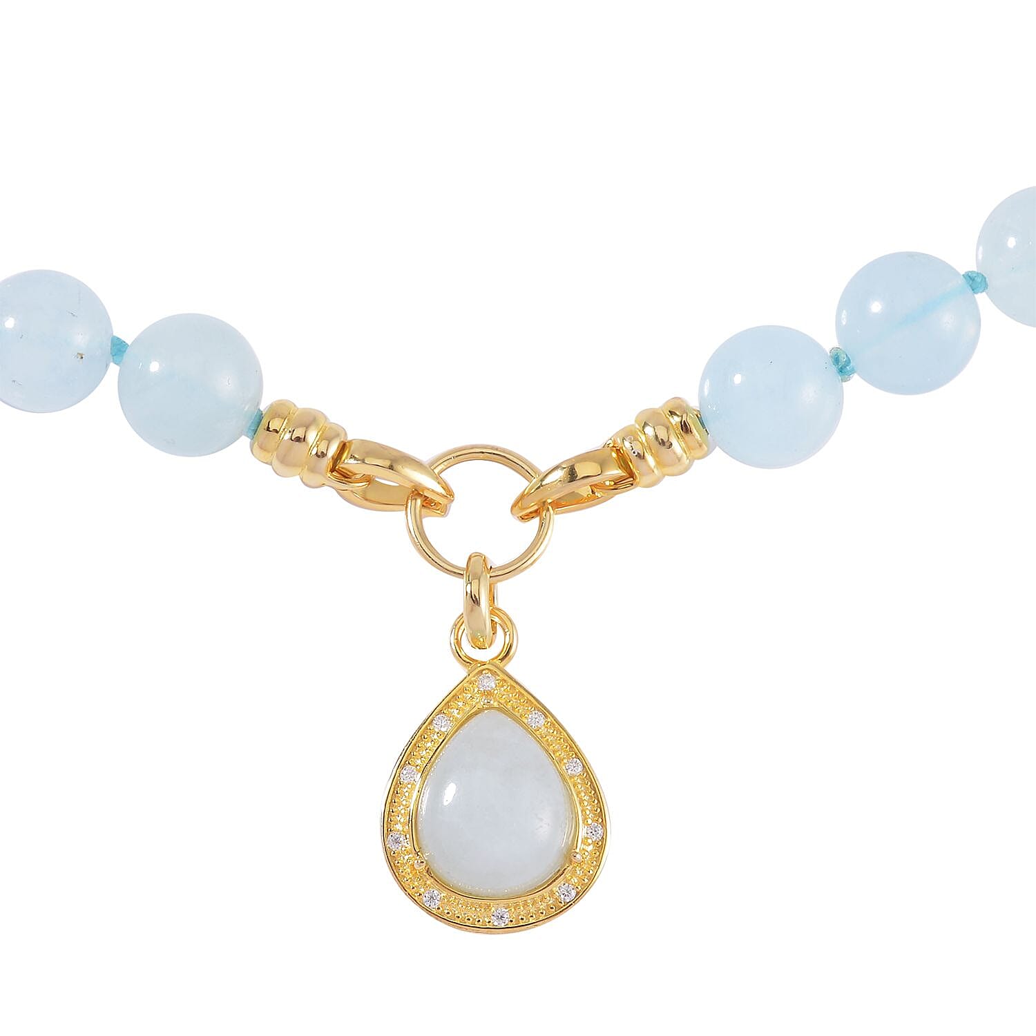Mangoro Aquamarine and Moissanite Necklace 20 Inches in 14K Yellow Gold Over Sterling Silver 269.60 ctw