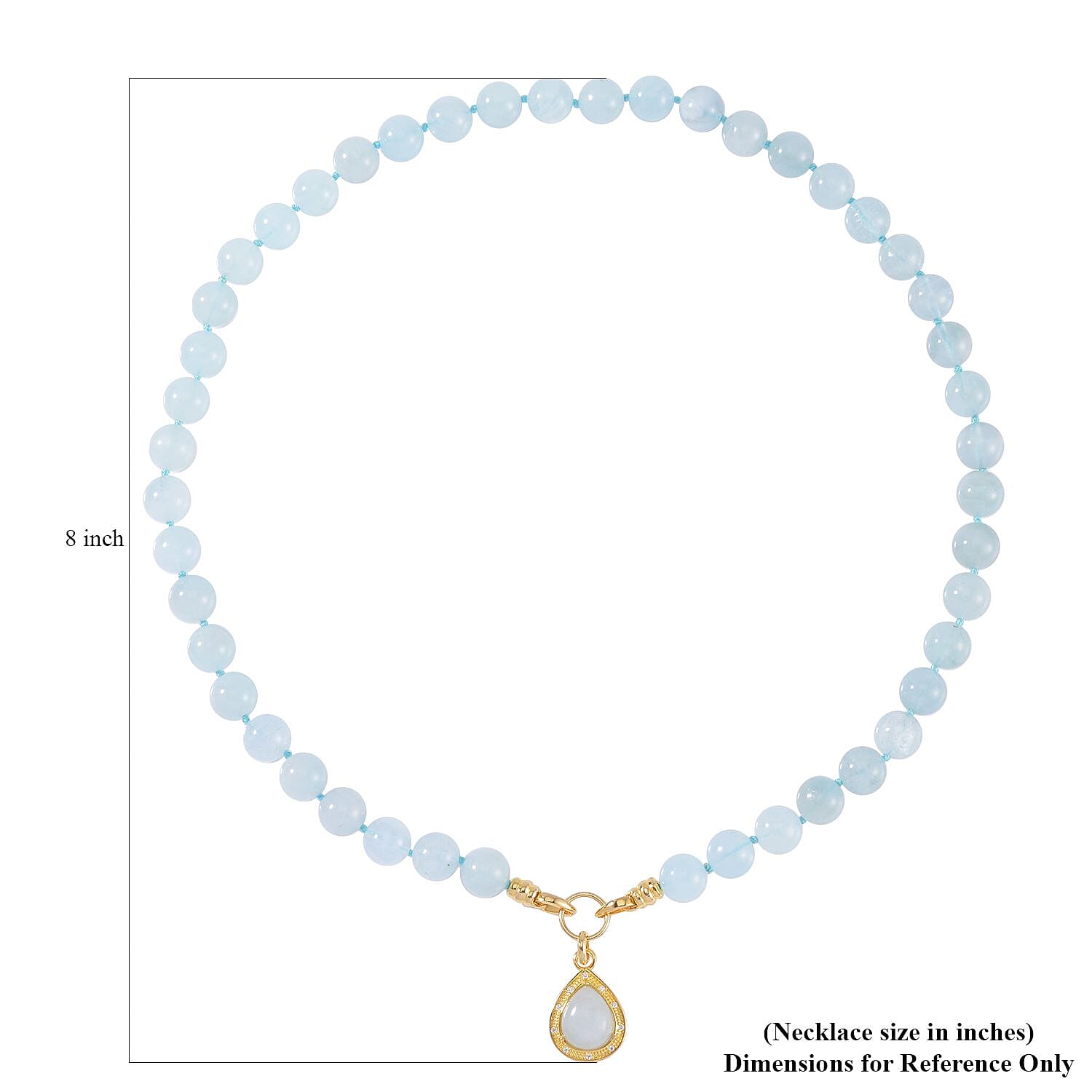 Mangoro Aquamarine and Moissanite Necklace 20 Inches in 14K Yellow Gold Over Sterling Silver 269.60 ctw
