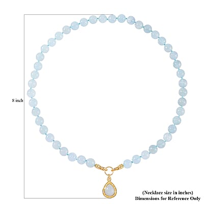 Mangoro Aquamarine and Moissanite Necklace 20 Inches in 14K Yellow Gold Over Sterling Silver 269.60 ctw