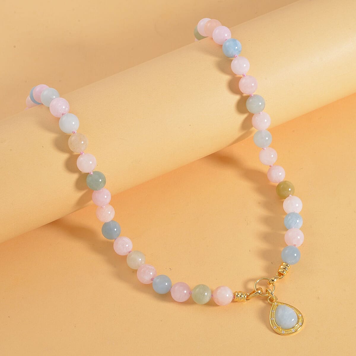 Mangoro Aquamarine, Multi Beryl and Moissanite Necklace 20 Inches 14K Yellow Gold Over Sterling Silver 266.60 ctw image number 1