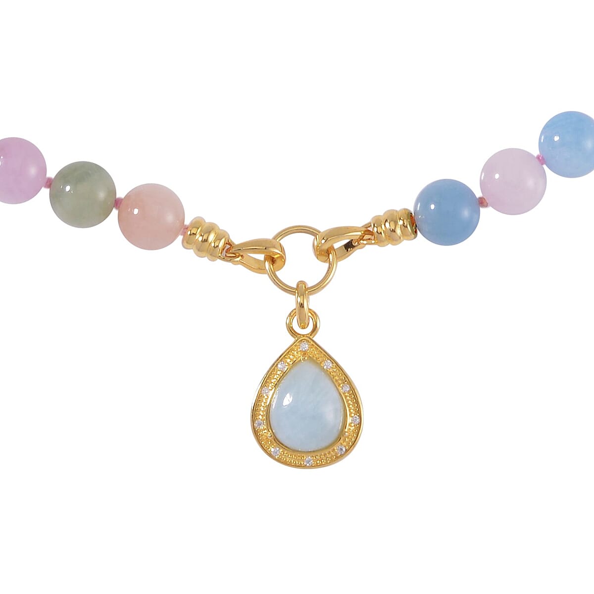 Mangoro Aquamarine, Multi Beryl and Moissanite Necklace 20 Inches 14K Yellow Gold Over Sterling Silver 266.60 ctw image number 2
