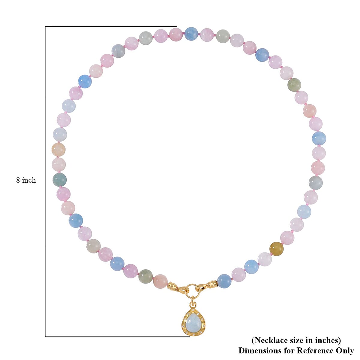 Mangoro Aquamarine, Multi Beryl and Moissanite Necklace 20 Inches 14K Yellow Gold Over Sterling Silver 266.60 ctw image number 3