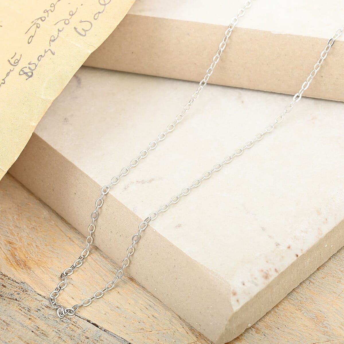 Italian Rolo Necklace in Rhodium Over Sterling Silver 0.80 Grams 18 Inches image number 1