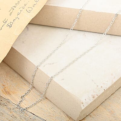 Italian Rolo Necklace in Rhodium Over Sterling Silver 0.80 Grams 18 Inches