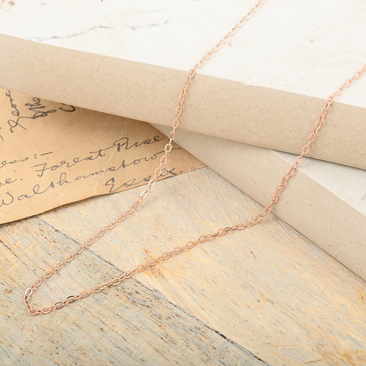 Italian Rolo Necklace in 14K Rose Gold Over Sterling Silver 0.80 Grams 18 Inches image number 1