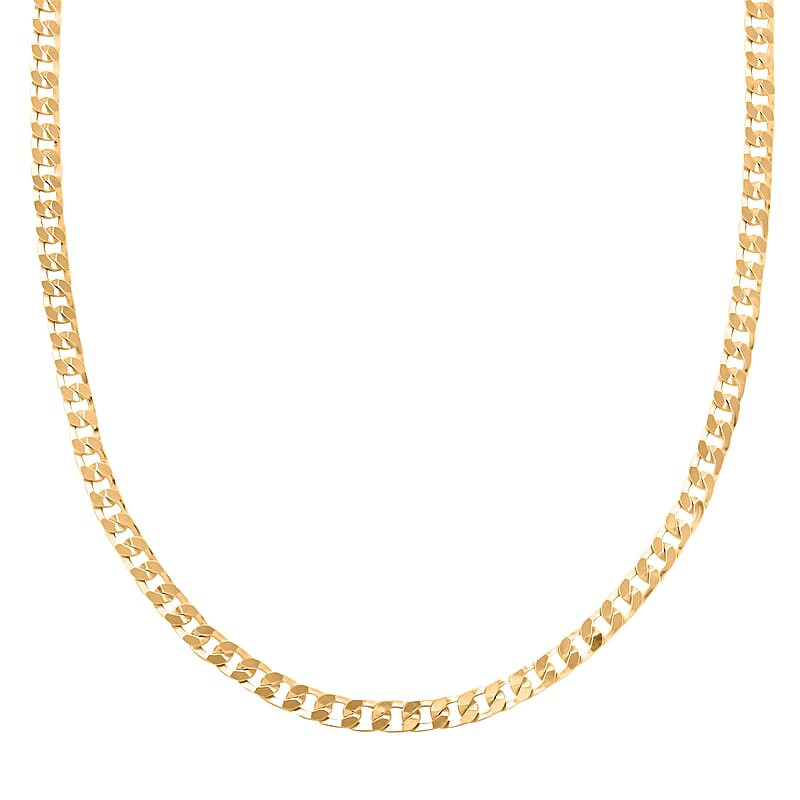 Made in Italy Italian 14K Yellow Gold Over Sterling Silver Curb Super Flat Necklace 18 Inches 5.40 Grams