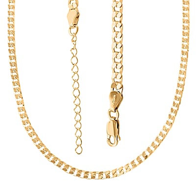Made in Italy Italian 14K Yellow Gold Over Sterling Silver Curb Super Flat Necklace 18 Inches 5.40 Grams