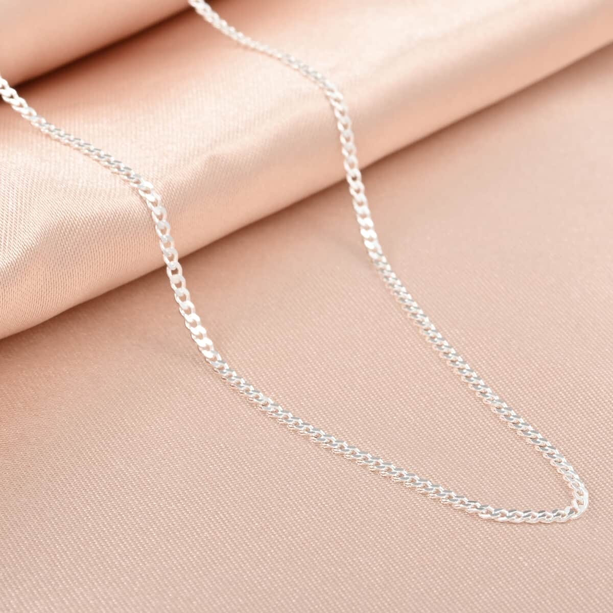 Made in Italy Italian Sterling Silver Curb Super Flat Necklace 18 Inches 5.40 Grams image number 1