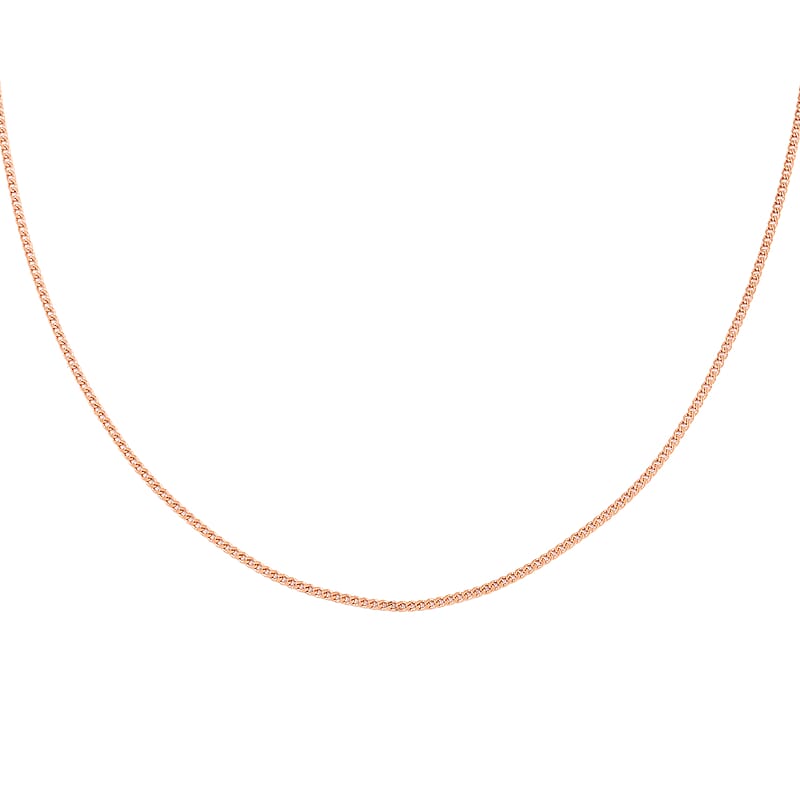 Made in Italy Italian 14K Rose Gold Over Sterling Silver Curb Super Flat Necklace 18 Inches 5.40 Grams