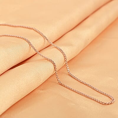 Made in Italy Italian 14K Rose Gold Over Sterling Silver Curb Super Flat Necklace 18 Inches 5.40 Grams