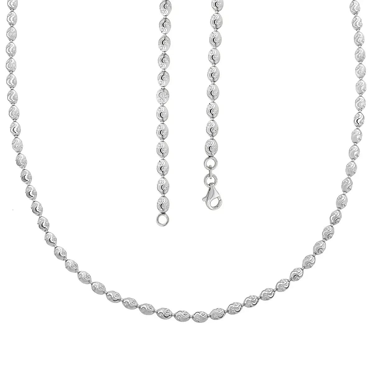 Italian Rhodium Over Sterling Silver Chicco Chain Necklace, 20 Inch Chain Necklace, Silver Jewelry 11 Grams