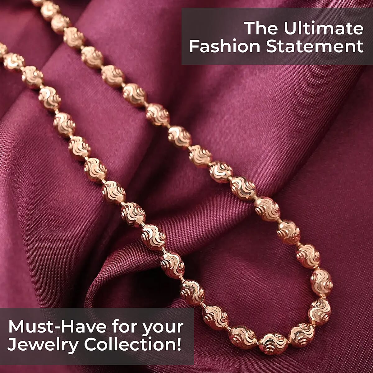 Italian 14K Rose Gold Over Sterling Silver Chicco Chain Necklace, 20 Inch Chain Necklace, Silver Jewelry 11 Grams image number 1