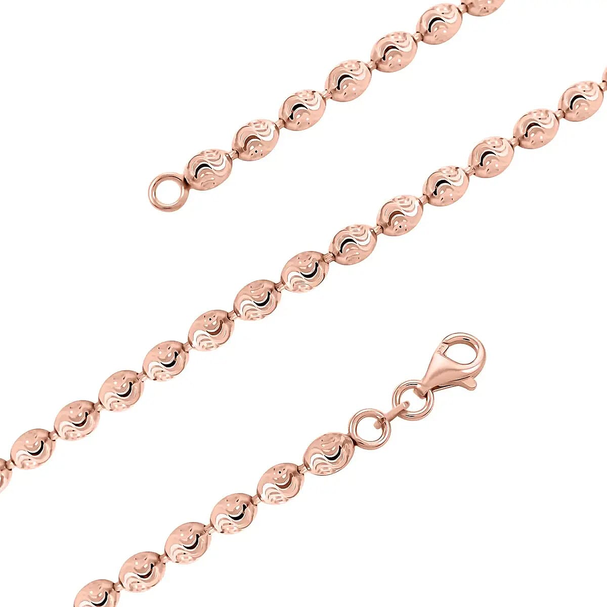 Italian 14K Rose Gold Over Sterling Silver Chicco Chain Necklace, 20 Inch Chain Necklace, Silver Jewelry 11 Grams image number 3