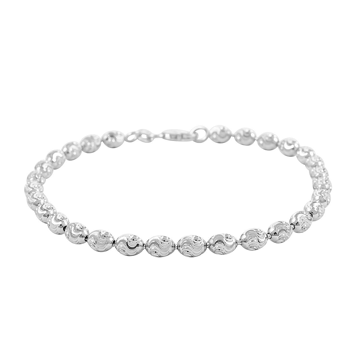 Italian Rhodium Over Sterling Silver Chicco Chain Bracelet (7.50 In) (4.30 g) image number 0