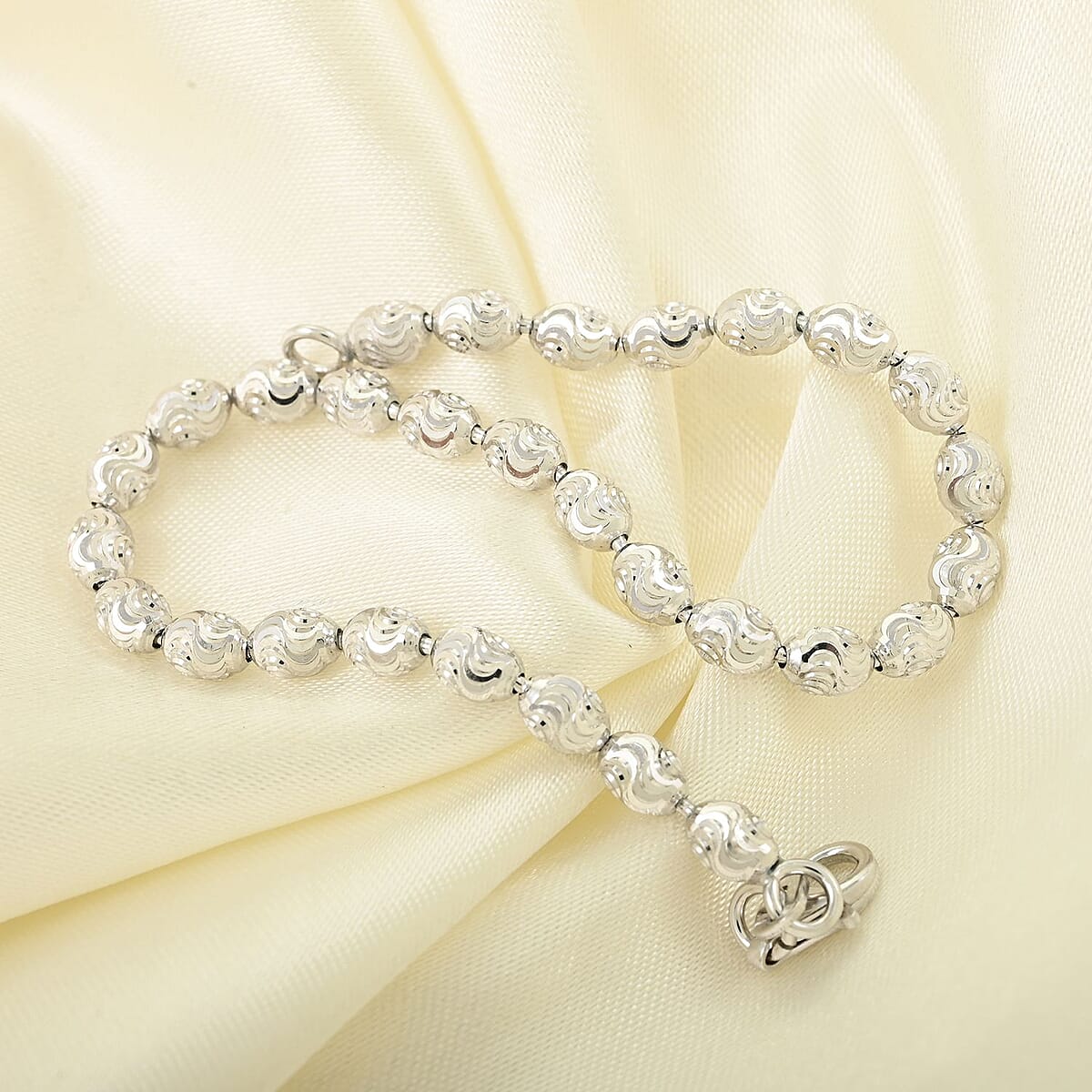 Italian Rhodium Over Sterling Silver Chicco Chain Bracelet (7.50 In) (4.30 g) image number 1
