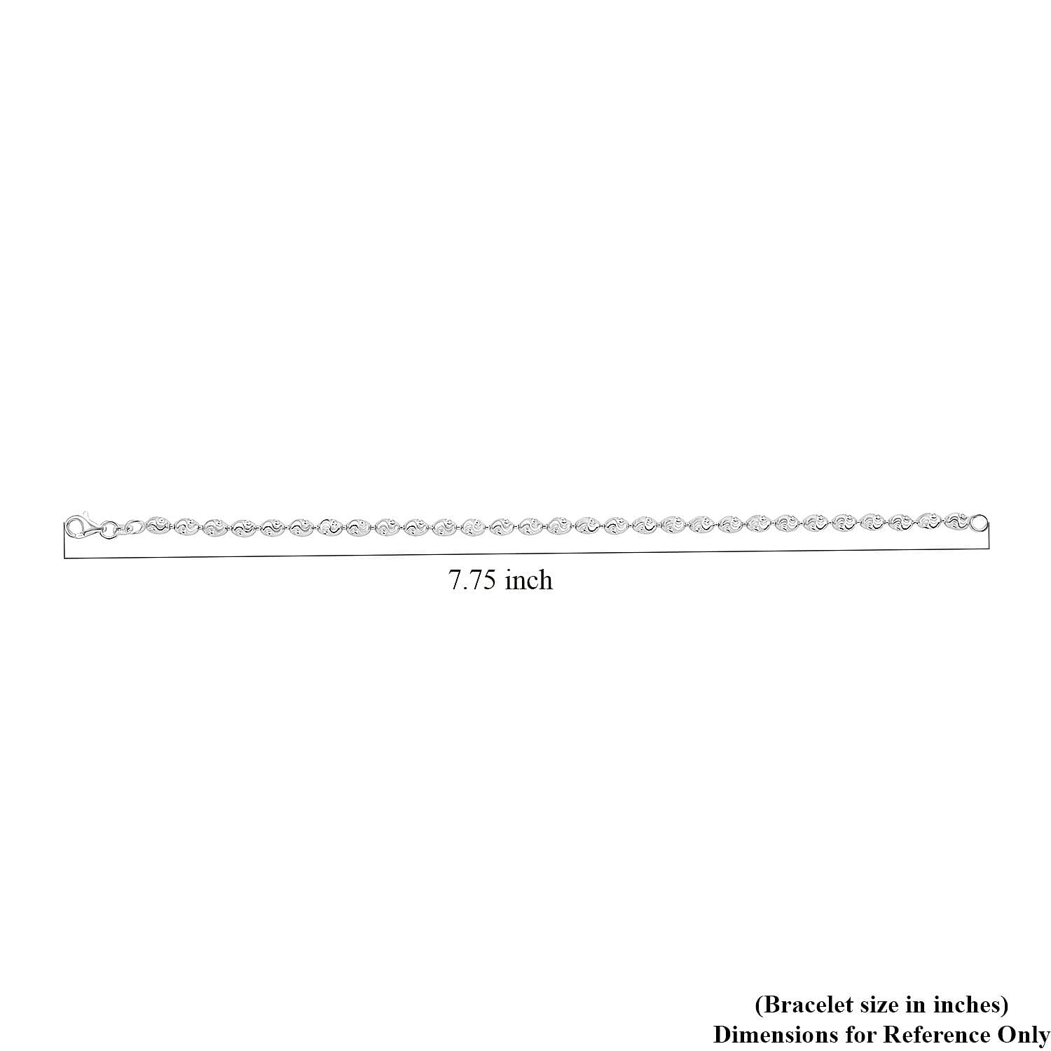 Italian Rhodium Over Sterling Silver Chicco Chain Bracelet (7.50 In) 4.30 Grams