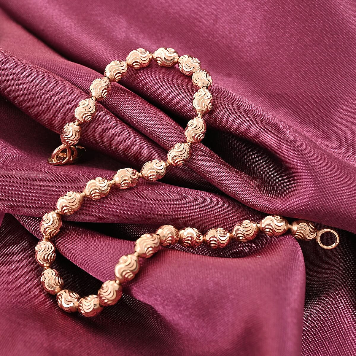 Italian 14K Rose Gold Over Sterling Silver Chicco Chain Bracelet (7.50 In) 4.30 Grams image number 1