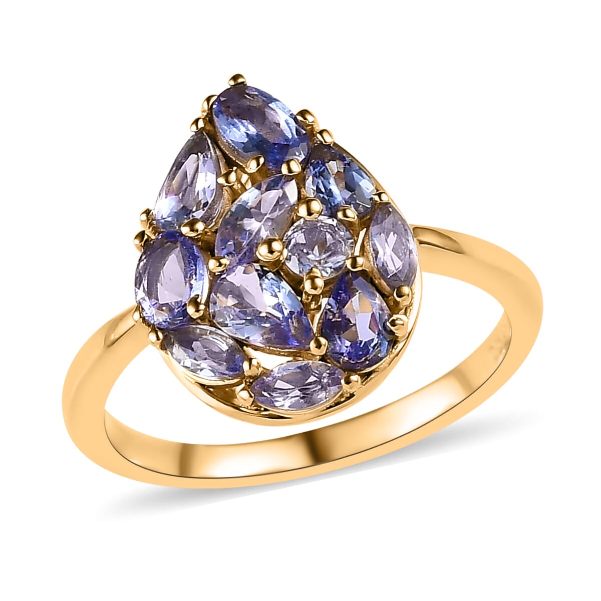 Tanzanite Cluster Ring in Vermeil Yellow Gold Over Sterling Silver 1.70 ctw image number 0