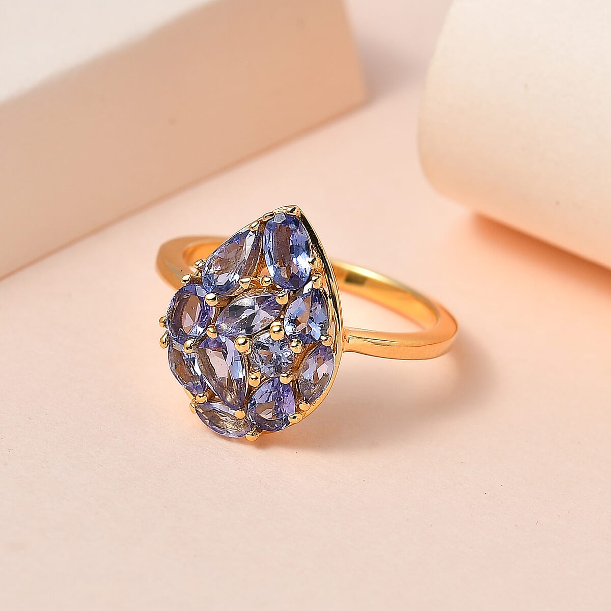 Tanzanite Cluster Ring in Vermeil Yellow Gold Over Sterling Silver (Size 9.0) 1.70 ctw image number 1