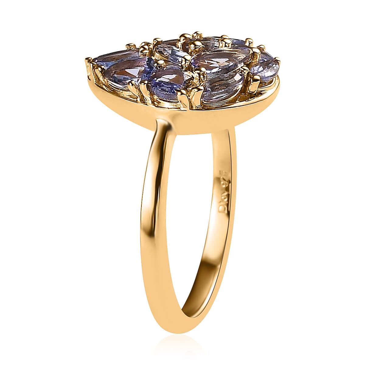 Tanzanite Cluster Ring in Vermeil Yellow Gold Over Sterling Silver (Size 9.0) 1.70 ctw image number 3