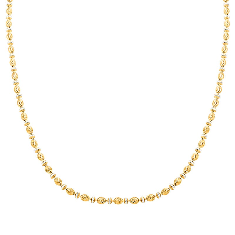 Italian 14K YG and WG Over Sterling Silver Saturno Necklace 20 Inches 13.50 Grams