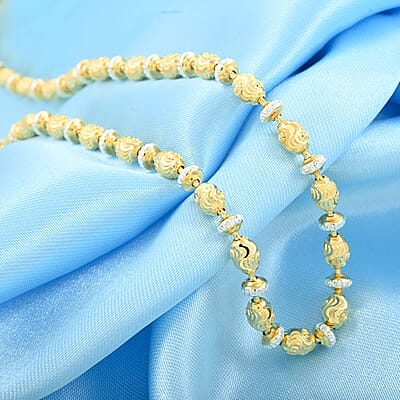 Italian 14K YG and WG Over Sterling Silver Saturno Necklace 20 Inches 13.50 Grams