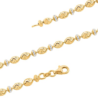 Italian 14K YG and WG Over Sterling Silver Saturno Necklace 20 Inches 13.50 Grams