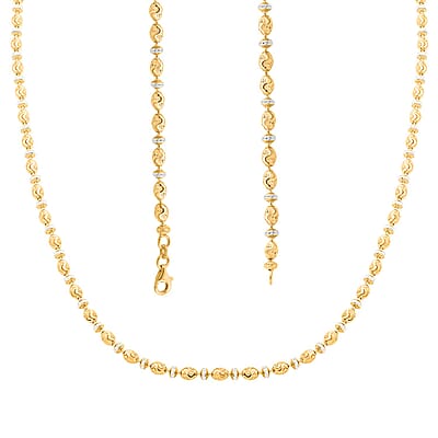 Italian 14K YG and WG Over Sterling Silver Saturno Necklace 20 Inches 13.50 Grams
