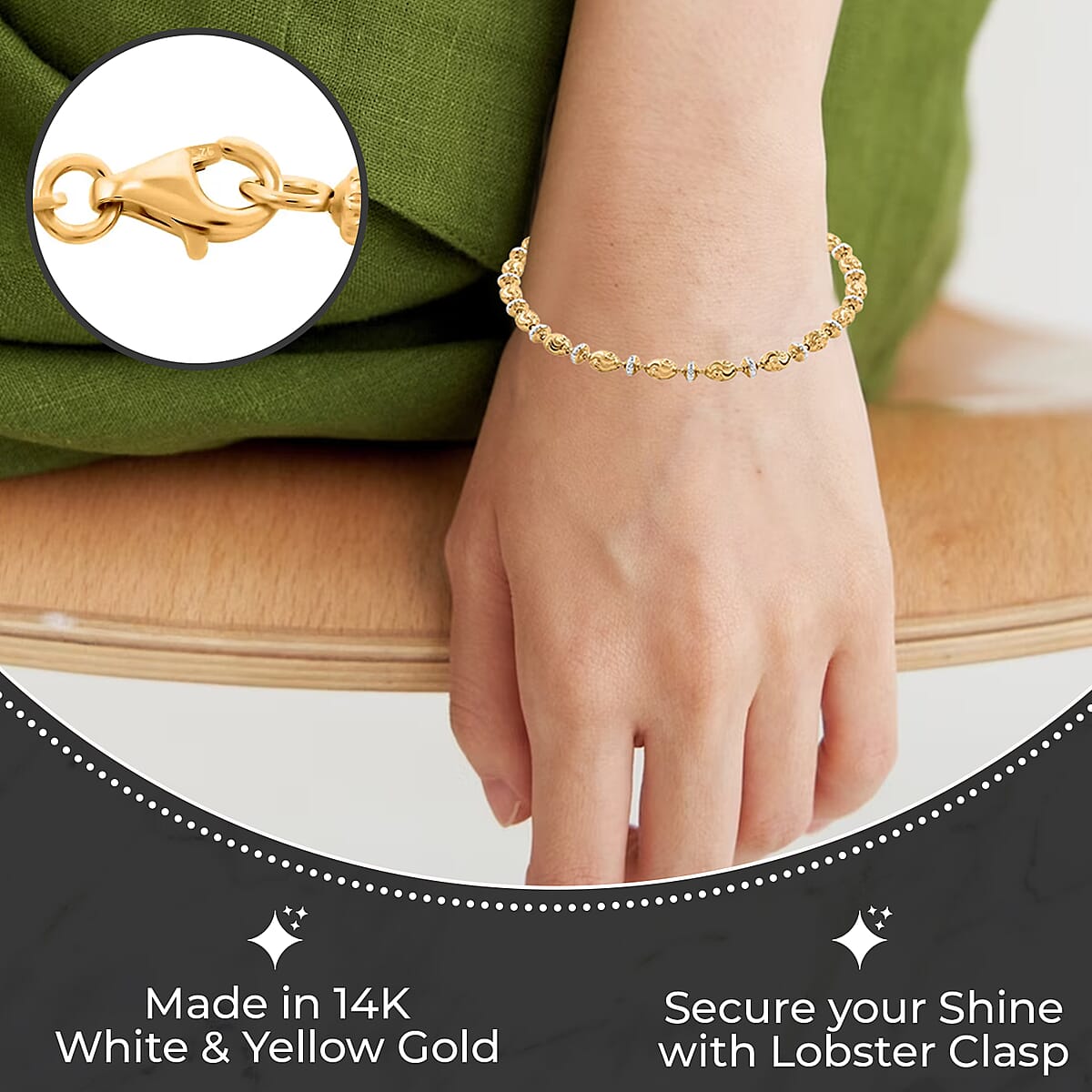 Italian 14K YG and WG Over Sterling Silver Saturno Bracelet (7.50 In) 5.20 Grams image number 2