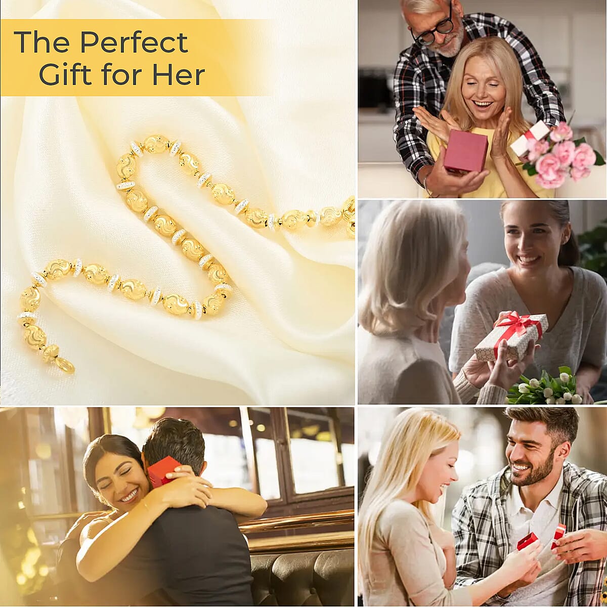 Italian 14K YG and WG Over Sterling Silver Saturno Bracelet (7.50 In) 5.20 Grams image number 3