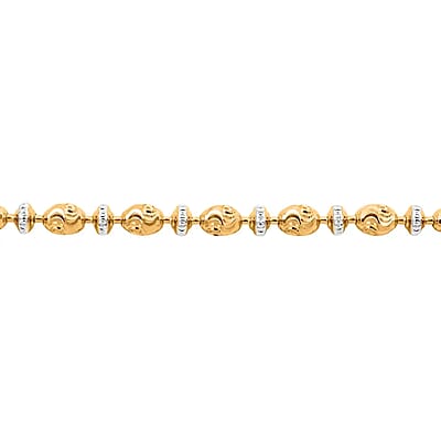 Italian 14K YG and WG Over Sterling Silver Saturno Bracelet, Sterling Silver Bracelet, Lobster Claw Clasp Bracelet (7.50 In) 5.20 Grams