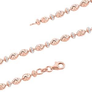 Italian 14K RG and WG Over Sterling Silver Saturno Necklace 20 Inches 13.50 Grams