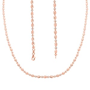 Italian 14K RG and WG Over Sterling Silver Saturno Necklace 20 Inches 13.50 Grams