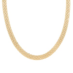 Italian Bismark Pave Chain Necklace in 14K Yellow Gold Over Sterling Silver with Extender, 18-20 Inch Adjustable Length Necklace, Birthday Gifts 29.70 Grams
