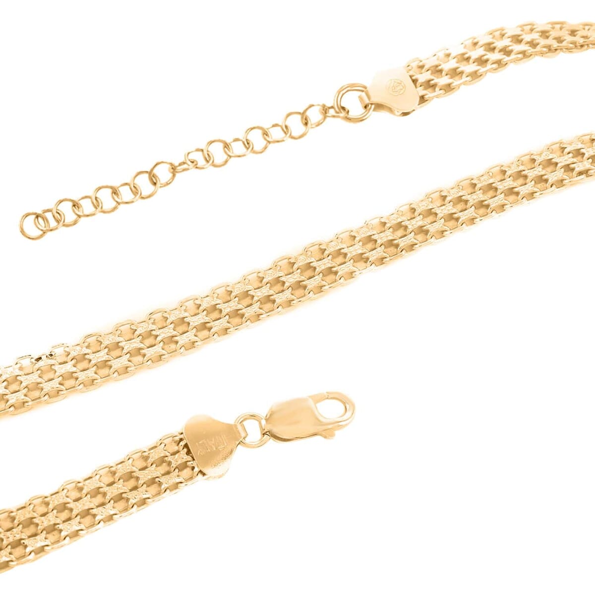Italian Bismark Pave Chain Necklace in 14K Yellow Gold Over Sterling Silver with Extender, 18-20 Inch Adjustable Length Necklace, Birthday Gifts 29.70 Grams image number 3