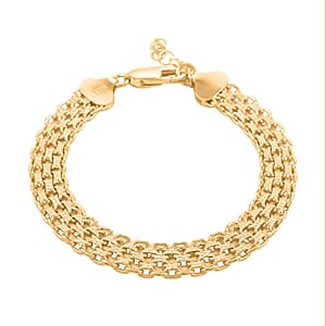 Italian Bismark Pave Bracelet in 14K YG Over Sterling Silver 12.6 Grams (7.25-8.50In)