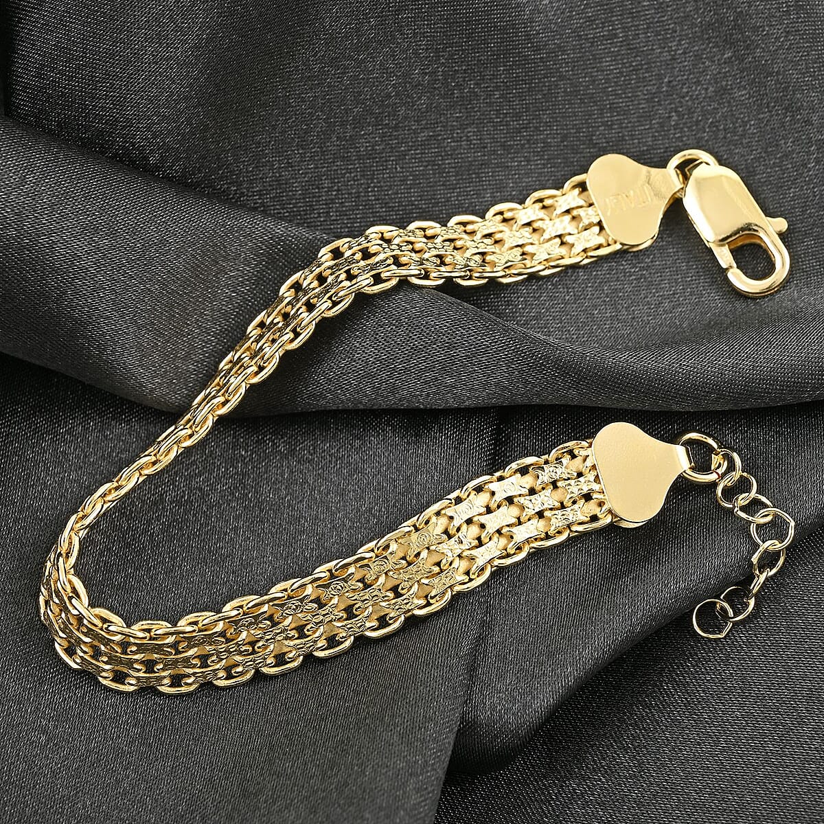 Italian Bismark Pave Bracelet in 14K YG Over Sterling Silver 12.6 Grams (7.25-8.50In) image number 1