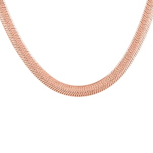 Italian 14K RG Over Sterling Silver Herringbone Necklace with Extender 18 Inches 24 Grams