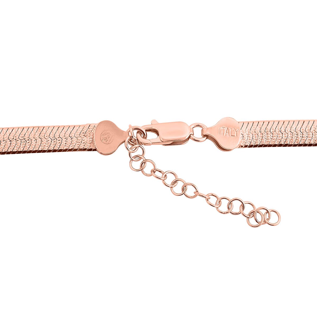 Italian 14K RG Over Sterling Silver Herringbone Necklace with Extender 18 Inches 24 Grams image number 2