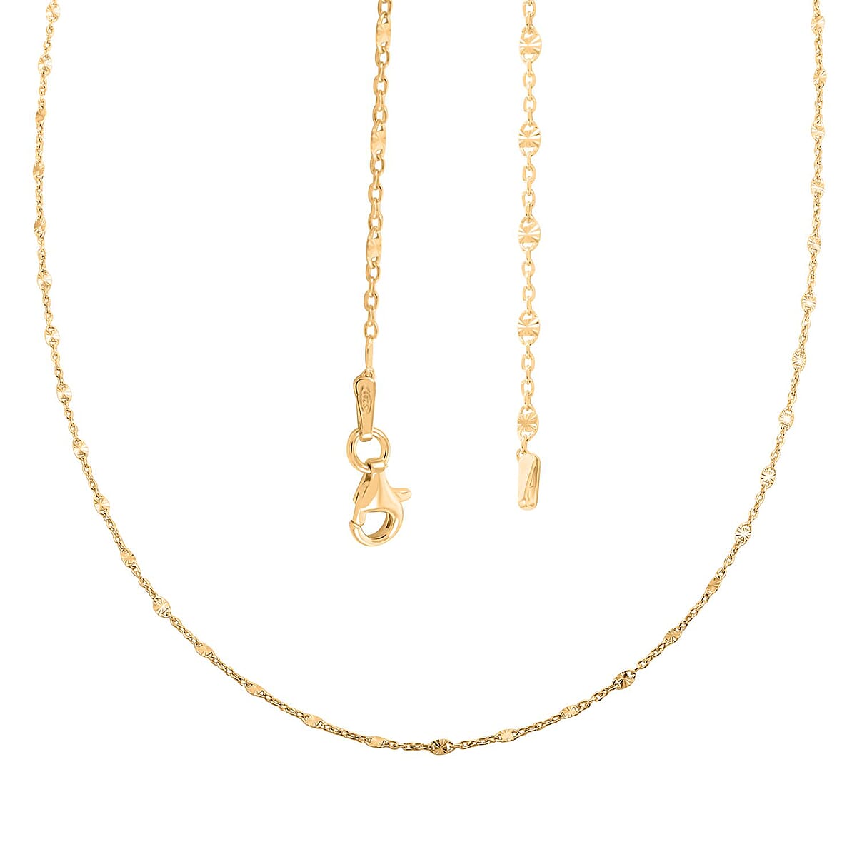 Italian 14K Yellow Gold Over Sterling Silver Cable Link Chain Necklace 18 Inches 2.80 Grams image number 2
