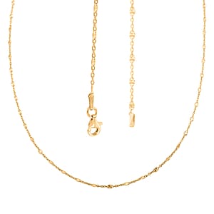 Italian 14K Yellow Gold Over Sterling Silver Cable Link Chain Necklace 18 Inches 2.80 Grams