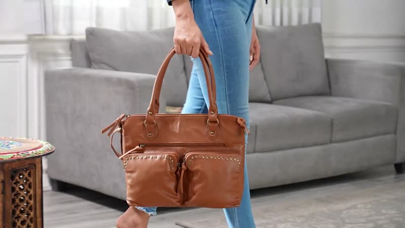 Dark Tan Genuine Leather RFID Protected Shoulder Bag (12"x4"x11")