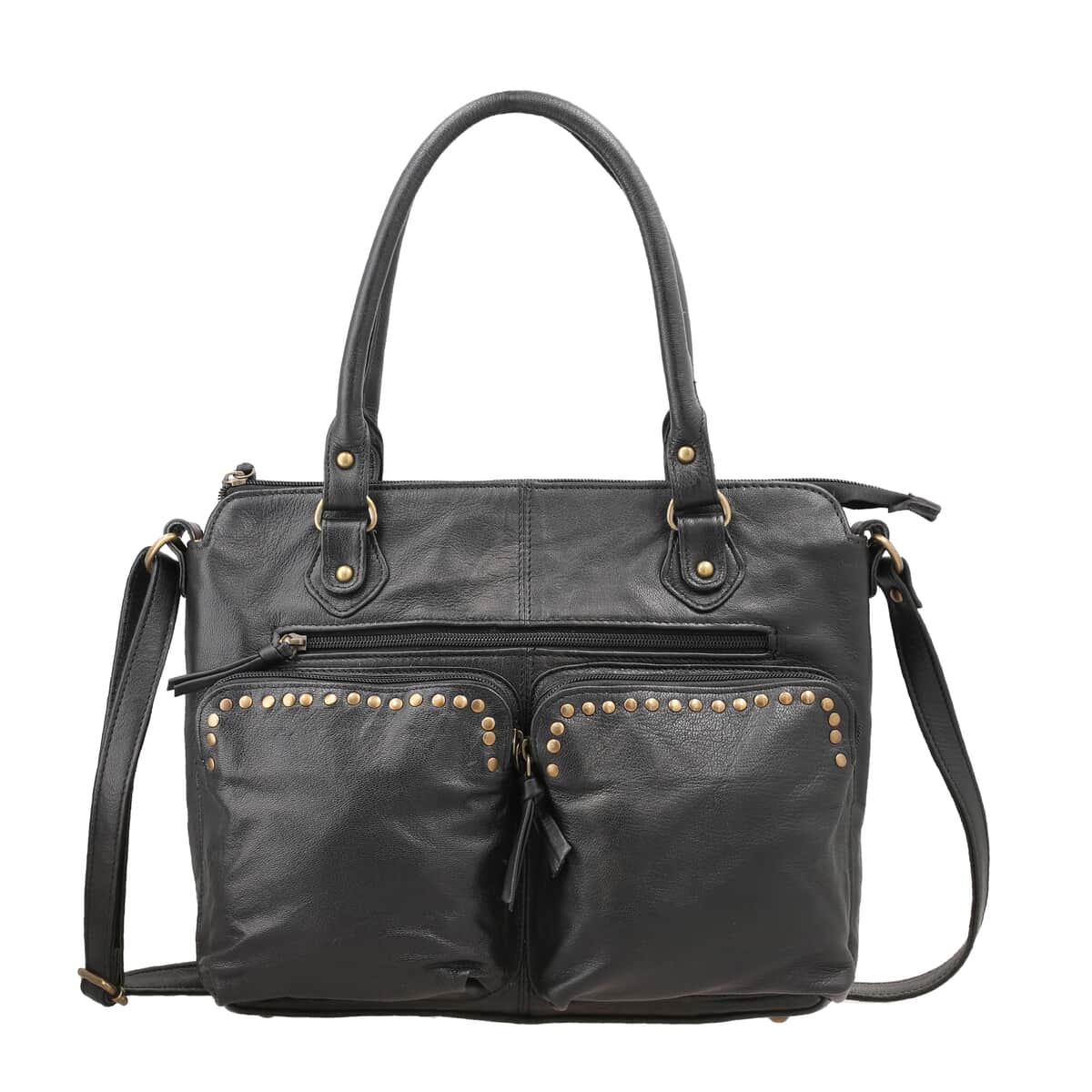 Buy Black Genuine Leather RFID Protected Shoulder Bag (12x4x11) at ShopLC.