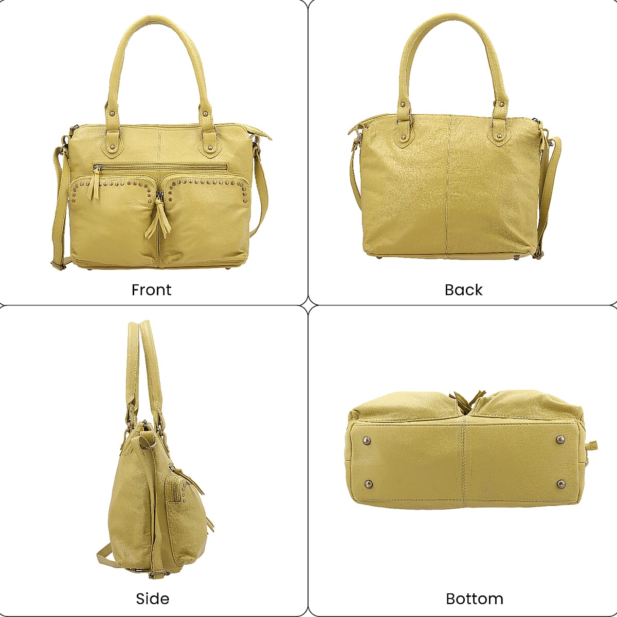 Mustard Genuine Leather RFID Protected Shoulder Bag image number 3