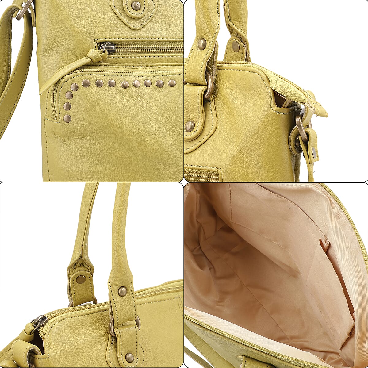 Mustard Genuine Leather RFID Protected Shoulder Bag image number 5