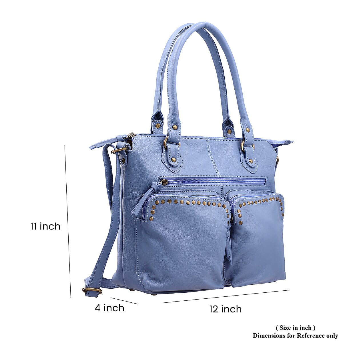 Blue Genuine Leather RFID Protected Shoulder Bag image number 6
